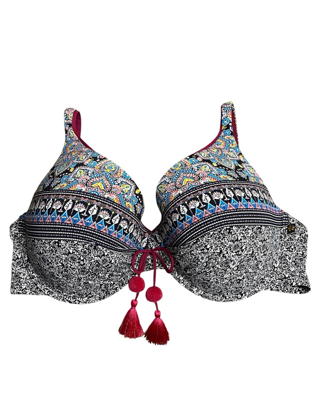 La Vie En Rose Aqua Women’s Multi-Pattern Tassel Push-Up Swim Top